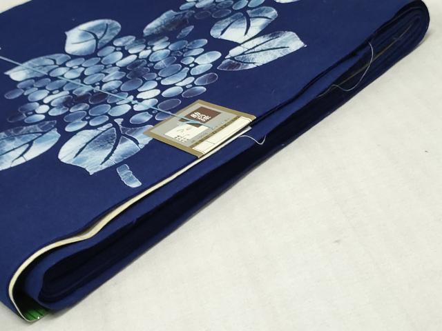 平和屋着物*夏物 浴衣 反物 着尺 注染 助六染 紫陽花 アジサイ 綿 逸品 未使用 DABJ0958zy