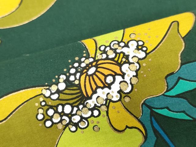 平和屋着物*夏物 浴衣 反物 着尺 草花文 金彩 綿 逸品 未使用 DABJ0973zy