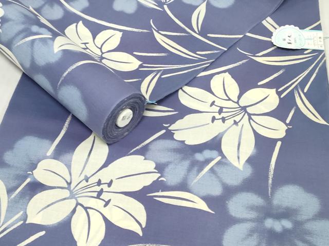 平和屋着物*夏物 浴衣 反物 着尺 注染 百合 ユリ 綿 逸品 未使用 DABJ0974zy