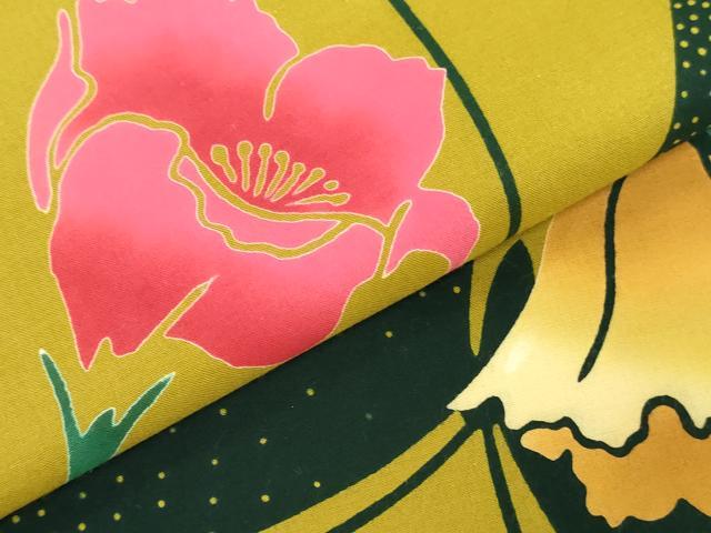 平和屋着物*夏物 浴衣 反物 着尺 注染 花蝶文 綿 逸品 未使用 DABJ0980zy