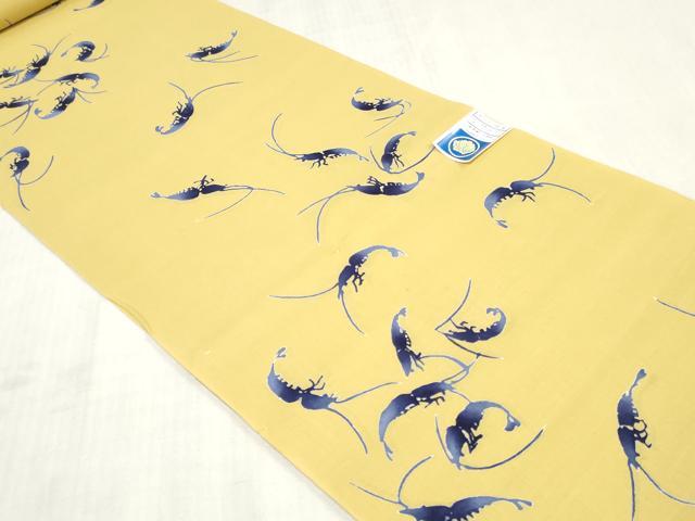 平和屋着物*夏物 浴衣 反物 着尺 注染 海老 エビ 綿 逸品 未使用 DABJ0985zy