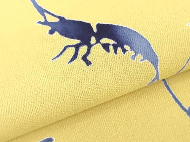 平和屋着物*夏物 浴衣 反物 着尺 注染 海老 エビ 綿 逸品 未使用 DABJ0985zy