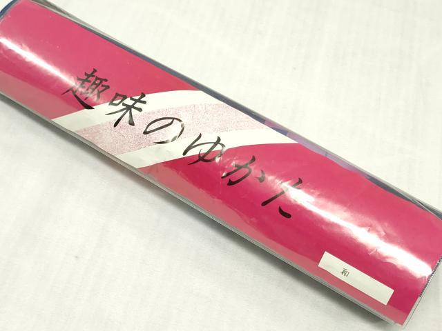 平和屋着物*夏物 浴衣 反物 着尺 注染 カーネーション 綿 逸品 未使用 DABJ0988zy
