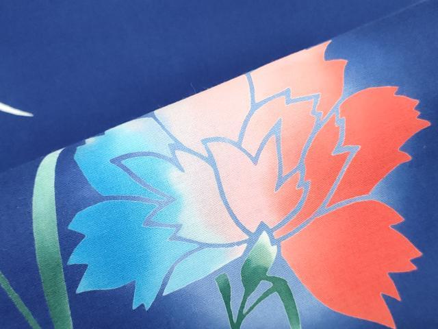 平和屋着物*夏物 浴衣 反物 着尺 注染 カーネーション 綿 逸品 未使用 DABJ0988zy