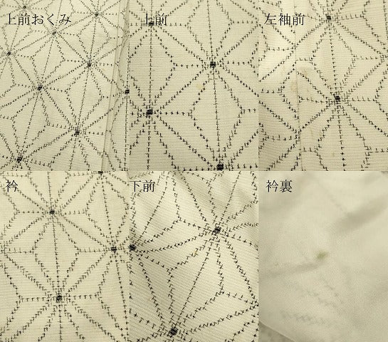 平和屋着物▽上質な紬 単衣 麻の葉文 正絹 逸品 DABJ1072az