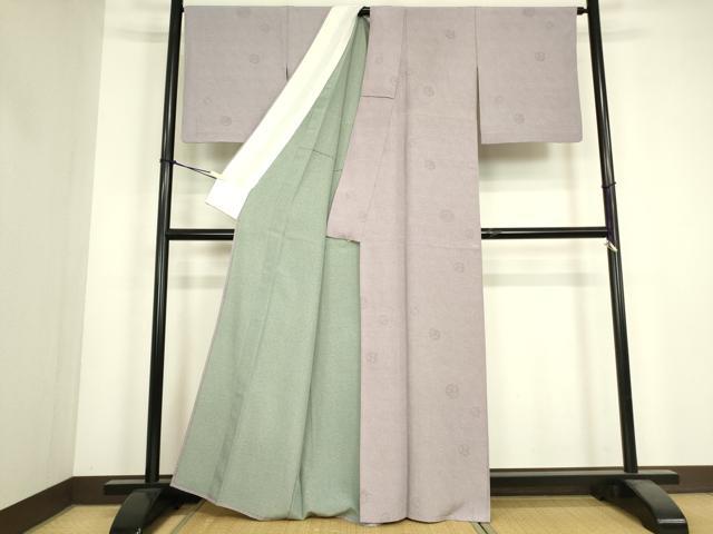 平和屋着物▽江戸小紋 単衣 花丸文 両面染め 正絹 逸品 DABJ1076az