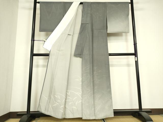 平和屋着物▽訪問着 友禅 無双 紗袷 紗×絽 草葉文 暈し染め 正絹 逸品 DABJ1080az