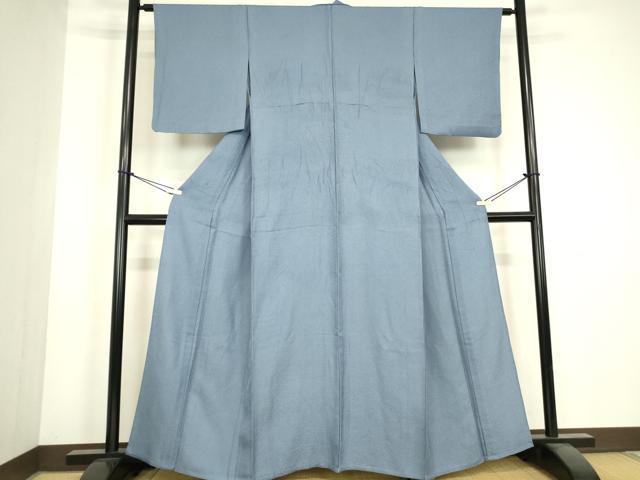 平和屋着物▽上質な色無地 単衣 紋意匠 青藤色 正絹 逸品 DABJ1084az
