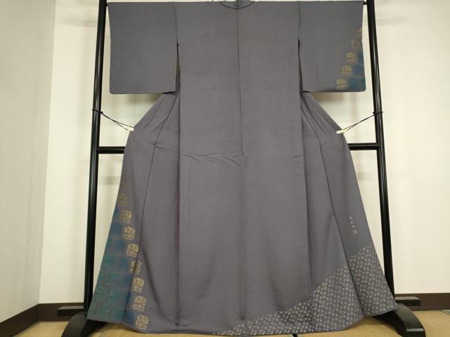 平和屋着物▽訪問着 単衣 寿光織 名物裂文 金糸 正絹 逸品 DABJ1091az