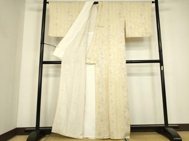 平和屋着物▽上質な小紋 単衣 舞桜文 正絹 逸品 DABJ1098az
