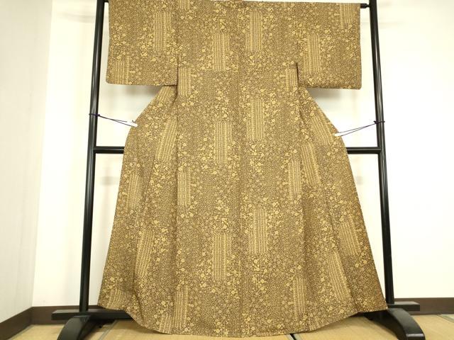 平和屋着物▽上質な小紋 単衣 花唐草文 正絹 逸品 DABJ1101az
