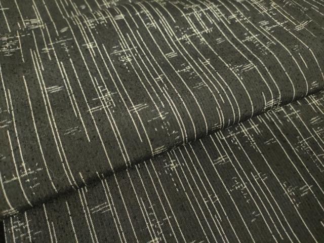 平和屋着物▽本場大島紬 薩摩結城 単衣 絣縞文 黒地 正絹 逸品 DABJ1103az