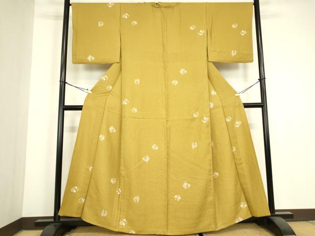 平和屋着物▽上質な小紋 単衣 花丸文 正絹 逸品 DABJ1109az