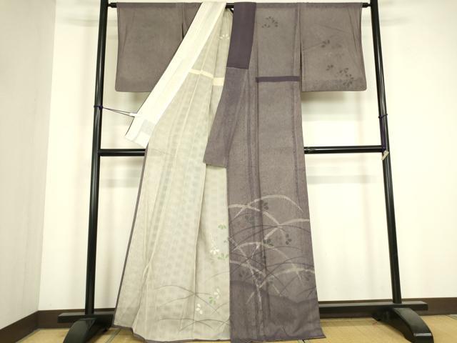 平和屋着物▽訪問着 無双 紗袷 紗×紗 萩文 手描き 正絹 逸品 DABJ1116az