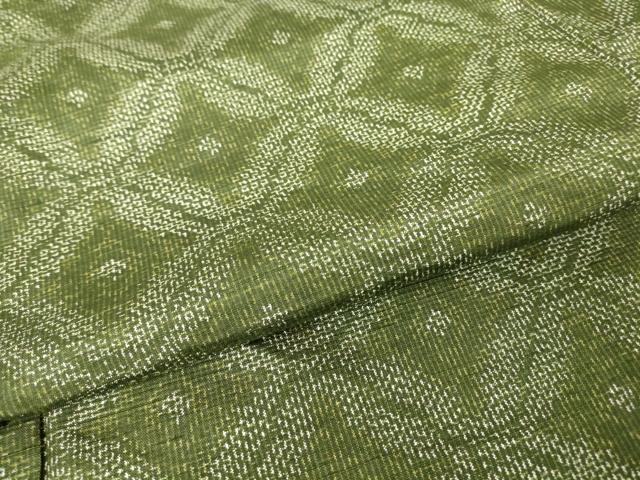 平和屋着物▽上質な紬 単衣 菱文 正絹 逸品 DABJ1120az