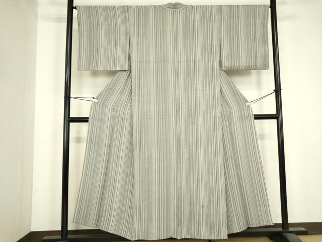 平和屋着物▽上質な小紋 単衣 縞 正絹 逸品 DABJ1121az