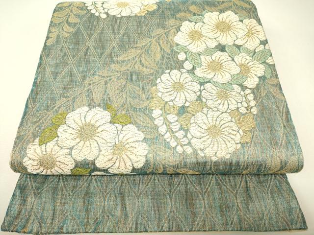 平和屋着物▼六通柄袋帯 唐織 花丸文 金糸 正絹 逸品 DABJ1140az