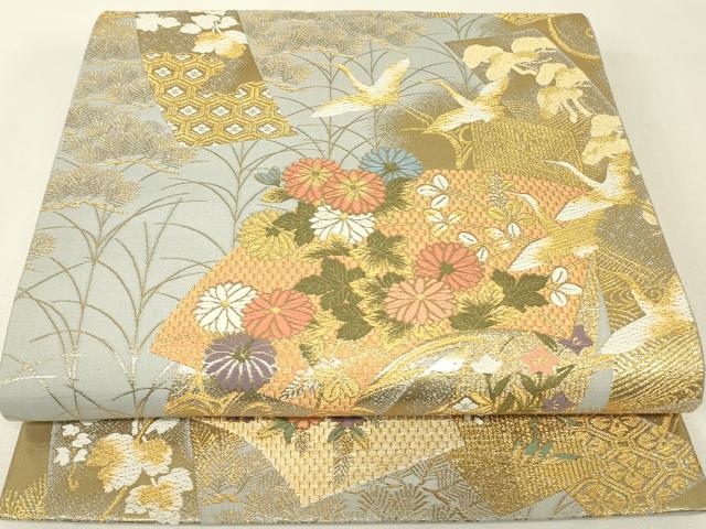 平和屋着物▼六通柄袋帯 華苑蒔絵錦 金糸 正絹 逸品 DABJ1191az
