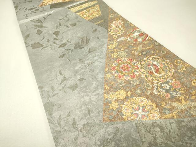 平和屋着物▼六通柄袋帯 綬峰 正倉院鳳凰花文 金糸 正絹 逸品 DABJ1200az