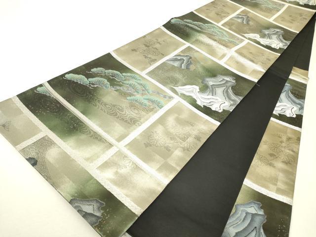 平和屋着物▼六通柄袋帯 流水松文 金銀糸 引箔 正絹 逸品 DABJ1206az
