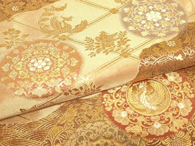 平和屋着物▼六通柄袋帯 正倉院華文 金糸 正絹 逸品 DABJ1211az