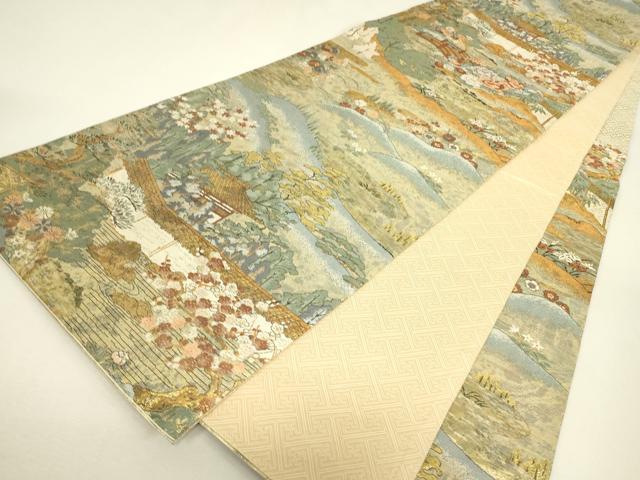 平和屋着物▼六通柄袋帯 竜安寺石庭 金糸 正絹 逸品 DABJ1239az