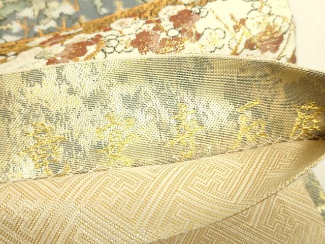 平和屋着物▼六通柄袋帯 竜安寺石庭 金糸 正絹 逸品 DABJ1239az