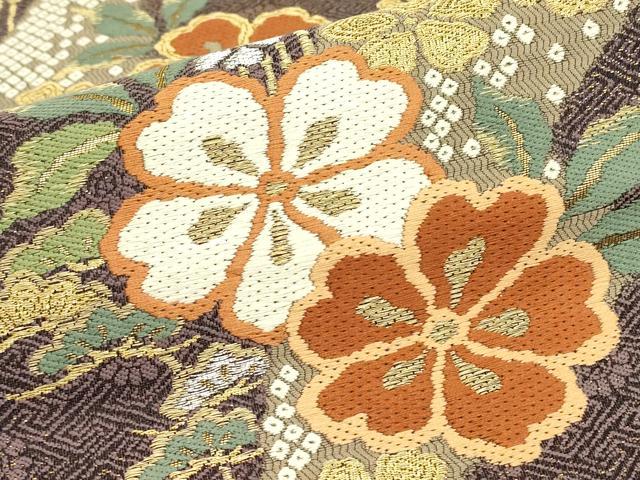平和屋着物▼六通柄袋帯 唐織 花松文 金銀糸 やまと謹製 正絹 逸品 DABJ1292az