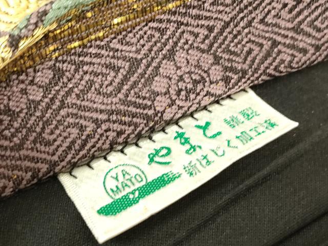 平和屋着物▼六通柄袋帯 唐織 花松文 金銀糸 やまと謹製 正絹 逸品 DABJ1292az