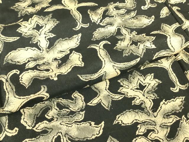 平和屋着物▽小紋 単衣 風通織 更紗花文 黒地 DABJ1348az