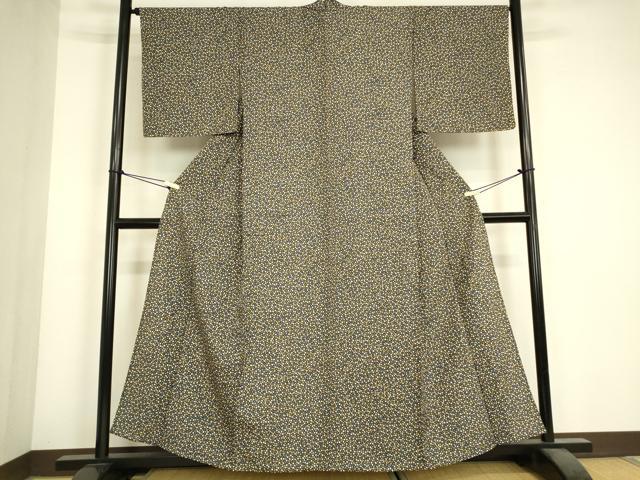 平和屋着物▽上質な小紋 単衣 石畳文 正絹 逸品 未使用 DABJ1355az
