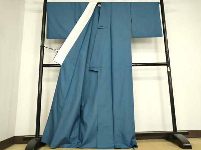 平和屋着物▽上質な紬 単衣 杜若色 正絹 逸品 DABJ1359az
