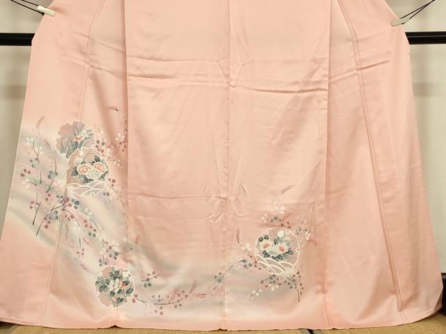 平和屋着物▽訪問着 単衣 友禅 雪輪花文 暈し染め 正絹 逸品 DABJ1370az