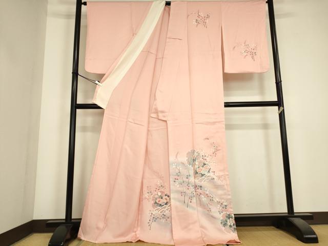 平和屋着物▽訪問着 単衣 友禅 雪輪花文 暈し染め 正絹 逸品 DABJ1370az