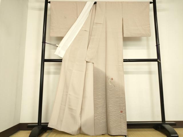 平和屋着物▽訪問着 単衣 刺繍 枝花文 暈し染め 金銀彩 正絹 逸品 DABJ1372az