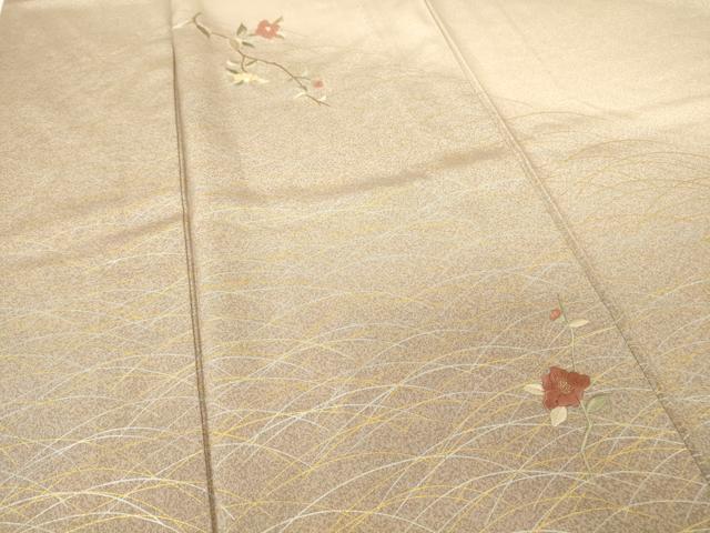 平和屋着物▽訪問着 単衣 刺繍 枝花文 暈し染め 金銀彩 正絹 逸品 DABJ1372az