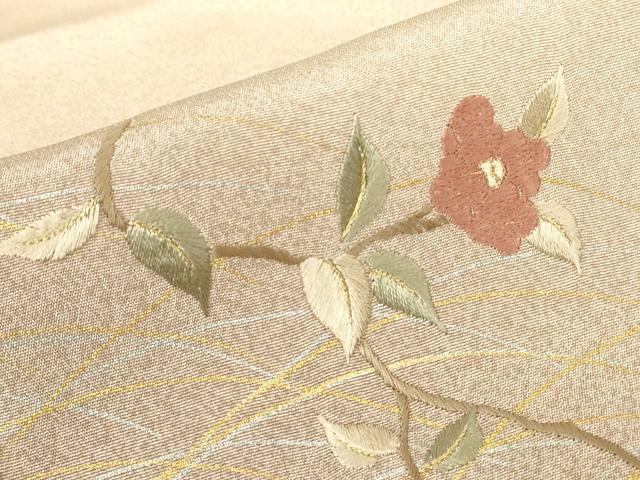 平和屋着物▽訪問着 単衣 刺繍 枝花文 暈し染め 金銀彩 正絹 逸品 DABJ1372az