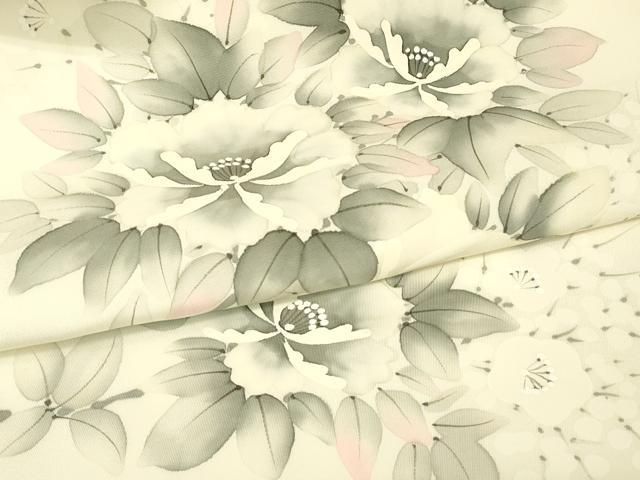 平和屋着物●塩瀬 九寸名古屋帯 作家物 草花文 手描き 正絹 逸品 DABJ1426az