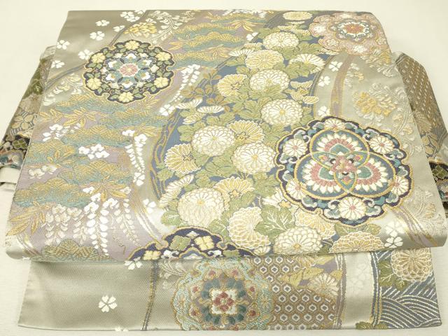 平和屋着物▼つけ帯 和泉錦 正倉院花文 金銀糸 正絹 逸品 DABJ1452az