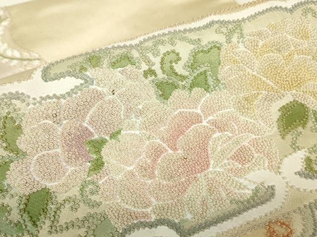平和屋着物▼中国三大刺繍 相良刺繍 総刺繍 つけ帯 天井花鳥文 正絹 逸品 DABJ1454az