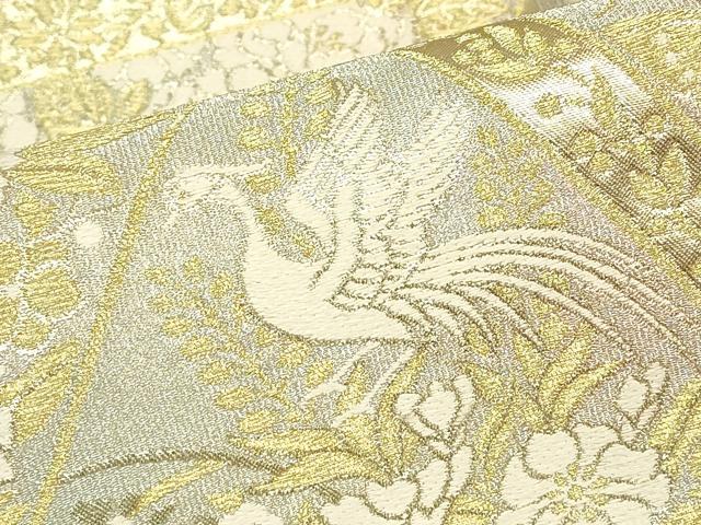 平和屋着物▼六通柄袋帯 花鳥蝶文 金糸 正絹 逸品 DABJ1487az