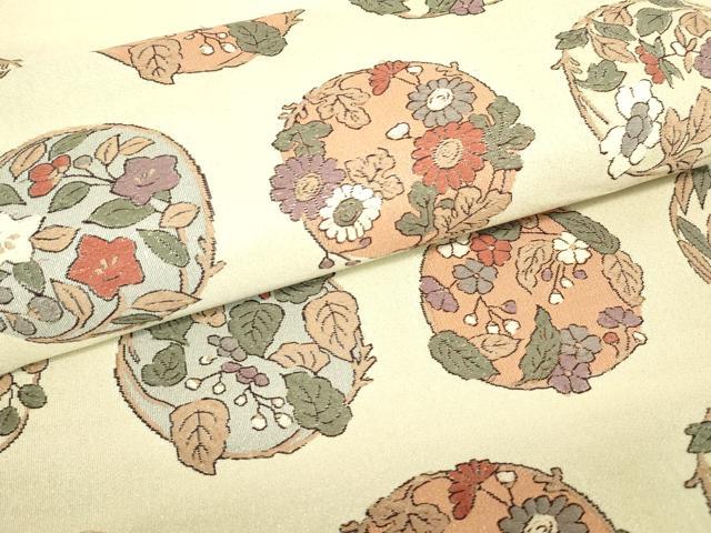 平和屋着物▼綴れ 太鼓柄袋帯 花丸文 正絹 逸品 DABJ1557az