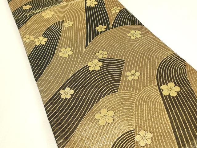 平和屋着物▼佐賀錦 両面 六通柄袋帯 舞蝶花文 金糸 正絹 逸品 DABJ1601az