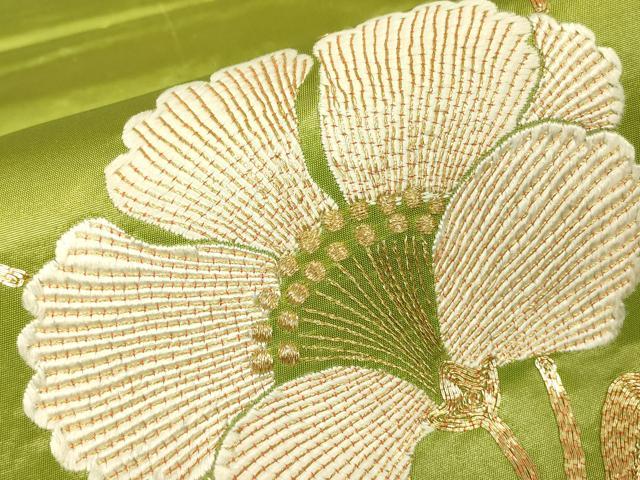 平和屋着物▼太鼓柄袋帯 総刺繍 駒刺繍 牡丹文 金糸 正絹 逸品 DABJ1607az