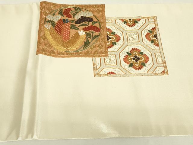 平和屋着物▼総刺繍 太鼓柄袋帯 格天井花文 金糸 正絹 逸品 DABJ1695az