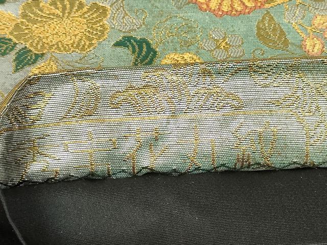 平和屋着物▼六通柄袋帯 秀宝花丸紋 彫金 正絹 逸品 DABJ1720az