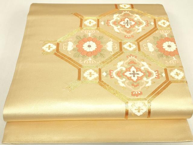 平和屋着物▼総刺繍 駒刺繍 太鼓柄袋帯 蜀江花文 金糸 正絹 逸品 DABJ1758az