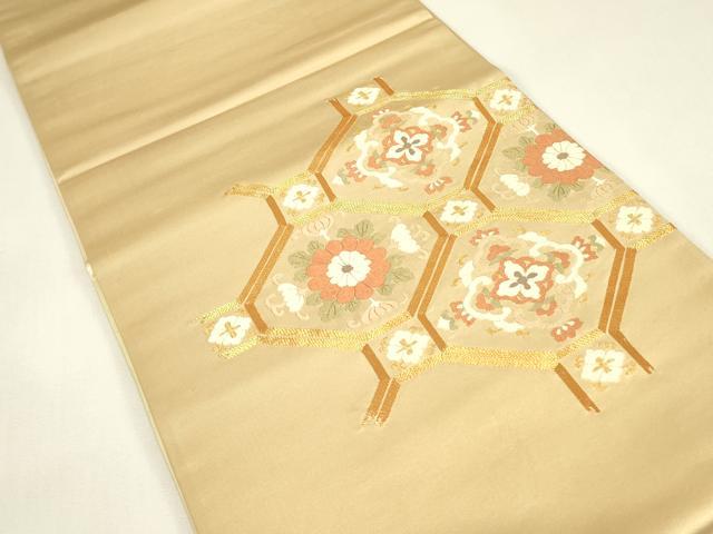 平和屋着物▼総刺繍 駒刺繍 太鼓柄袋帯 蜀江花文 金糸 正絹 逸品 DABJ1758az