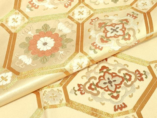 平和屋着物▼総刺繍 駒刺繍 太鼓柄袋帯 蜀江花文 金糸 正絹 逸品 DABJ1758az