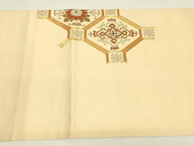 平和屋着物▼総刺繍 駒刺繍 太鼓柄袋帯 蜀江花文 金糸 正絹 逸品 DABJ1758az